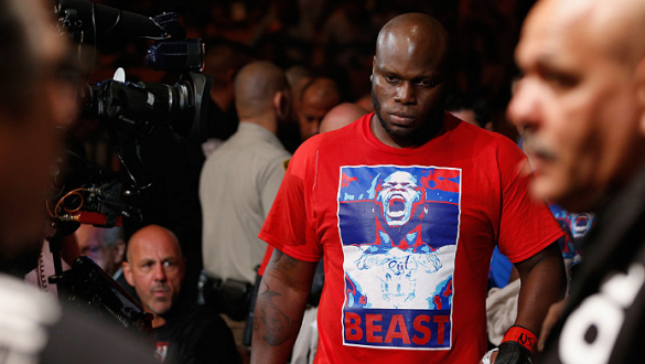 LAS VEGAS, NV - JULY 06:  Derrick Lewis enters the arena in their heavyweight fight against Guto Inocente during the Ultimate Fighter Finale inside the Mandalay Bay Events Center on July 6, 2014 in Las Vegas, Nevada.  (Photo by Josh Hedges/Zuffa LLC/Zuffa