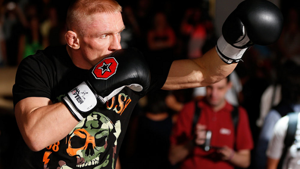 LAS VEGAS, NV - JULY 03:  Dennis Siver holds an open training session for media and fans inside XS The Nightclub at Encore Las Vegas on July 3, 2013 in Las Vegas, Nevada.  (Photo by Josh Hedges/Zuffa LLC/Zuffa LLC via Getty Images)