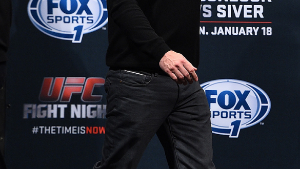 BOSTON, MA - JANUARY 17:  UFC President Dana White walks on stage during the UFC Fight Night Boston weigh-in event at the Orpheum Theatre on January 17, 2015 in Boston, Massachusetts. (Photo by Jeff Bottari/Zuffa LLC/Zuffa LLC via Getty Images)
