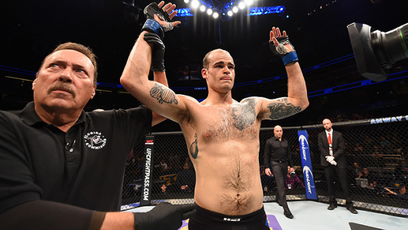 ORLANDO, FL - DECEMBER 19:   Tamdan McCrory celebrates his submission victory over Josh Samman in their middleweight bout during the UFC Fight Night event at the Amway Center on December 19, 2015 in Orlando, Florida. (Photo by Josh Hedges/Zuffa LLC/Zuffa 
