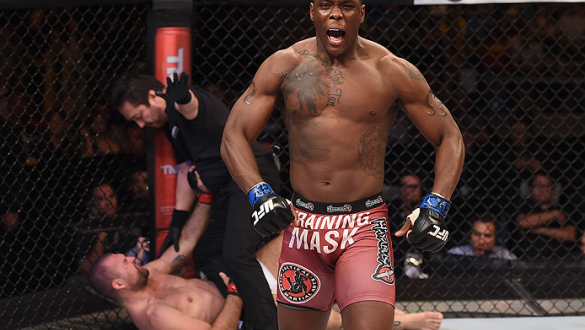 UBERLANDIA, BRAZIL - NOVEMBER 08:  Ovince Saint Preux of the United States celebrates after defeating Mauricio Shogun Rua of Brazil by TKO in their light heavyweight bout during the UFC Fight Night at Sabiazinho Gymnasium on November 8, 2014 in Uberlandia