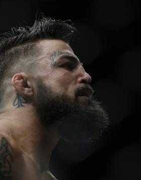 Mike Perry looks on during his welterweight bout against Alex Oliveira of Brazil at UFC Fight Night at BB&T Center on April 27, 2019 in Sunrise, Florida. (Photo by Michael Reaves/Getty Images)