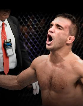 Rani Yahya of Brazil celebrates after his victory over Russell Doane in their bantamweight bout during the UFC Fight Night event at Amway Center on February 24, 2018 in Orlando, Florida. (Photo by Jeff Bottari/Zuffa LLC)