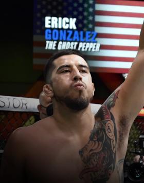 Erick Gonzalez prepares to fight Jim Miller in a lightweight fight during the UFC Fight Night event at UFC APEX on October 16, 2021 in Las Vegas, Nevada. (Photo by Chris Unger/Zuffa LLC)