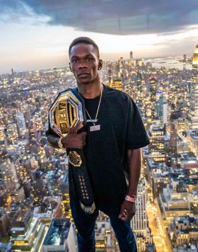 11/06/22 NEW YORK CITY - Israel Adesanya at the SUMMIT One Vanderbilt in New York City prior to his championship bout at UFC 281. (Photo by Kaylie Foster/Zuffa LLC).