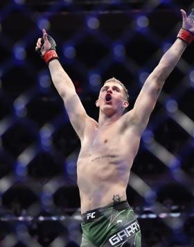 Ian Garry of Ireland reacts after his knockout over Jordan Williams in their welterweight fight during the UFC 268 event at Madison Square Garden on November 06, 2021 in New York City. (Photo by Chris Unger/Zuffa LLC)