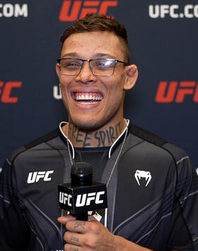 Middleweight Caio Borralho Reacts With UFC.com After His Submission Victory Over Michal Oleksiejczuk At UFC Fight Night: Song vs Simon On April 29, 2023