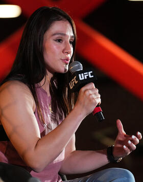 UFC flyweight champion Alexa Grasso interacts with media at the UFC Performance Institute Mexico City on February 22, 2024 in Mexico City, Mexico. (Photo by Josh Hedges/Zuffa LLC)