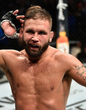 Jeremy Stephens reacts after the conclusion of round two of his featherweight bout against Yair Rodriguez during the UFC Fight Night event at TD Garden on October 18, 2019 in Boston, Massachusetts. (Photo by Chris Unger/Zuffa LLC)