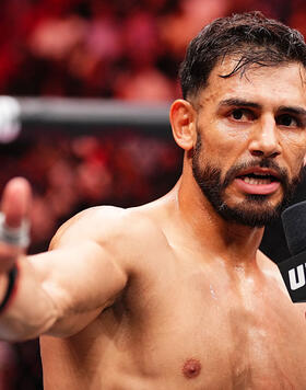 Yair Rodriguez of Mexico reacts after a victory against Patricio 'Pitbull' Freire of Brazil in a featherweight bout during the UFC 314 event at Kaseya Center on April 12, 2025 in Miami, Florida. (Photo by Jeff Bottari/Zuffa LLC)
