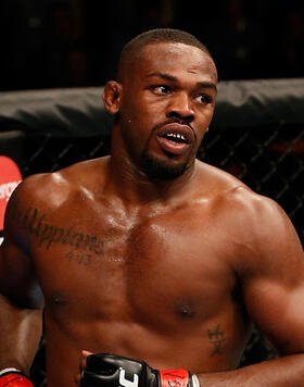 UFC Light Heavyweight Champion Jon "Bones" Jones reacts after defeating Chael Sonnen in their light heavyweight championship fight during the UFC 159 event at the Prudential Center on April 27, 2013 in Newark, New Jersey. (Photo by Josh Hedges/Zuffa LLC)