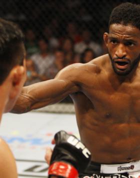 MANILA, PHILIPPINES - MAY 16: Neil Magny of the United States squares off with Hyun Gyu Lim of South Korea in their welterweight fight during the UFC Fight Night event at the Mall of Asia Arena on May 16, 2015 in Manila, Philippines. (Photo by Mitch Vique
