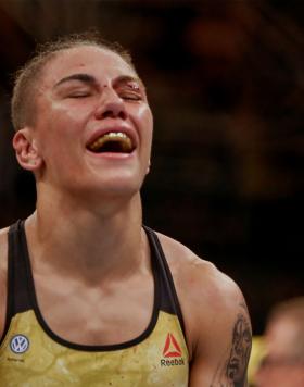 Jessica Andrade Celebrates in the Octagon