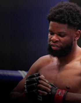 Kennedy Nzechukwu of Nigeria prepares to fight Ion Cutelaba of Moldova in a light heavyweight fight during the UFC Fight Night event at UFC APEX on November 19, 2022 in Las Vegas, Nevada. (Photo by Chris Unger/Zuffa LLC)