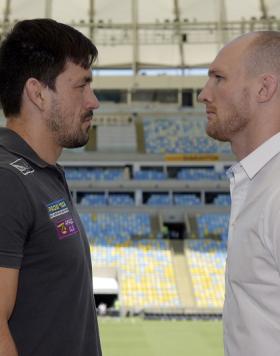 Demian Maia e Ryan LaFlare se encaram no Maracanã durante o "Media Day."