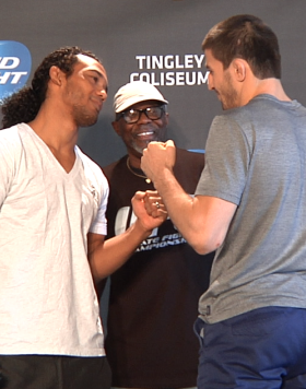 Benson Henderson and Rustam Khabilov face off