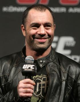 UFC commentator Joe Rogan answers questions from the fans before the UFC 122 weigh-in at the Kšnig Pilsener Arena on November 12,  2010 in Oberhausen, Germany.  (Photo by Josh Hedges/Zuffa LLC/Zuffa LLC via Getty Images)