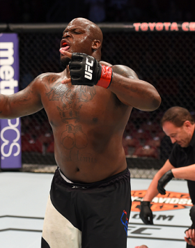 HOUSTON, TX - OCTOBER 03:  Derrick Lewis celebrates his TKO victory over Viktor Pesta in their heavyweight bout during the UFC 192 event at the Toyota Center on October 3, 2015 in Houston, Texas. (Photo by Josh Hedges/Zuffa LLC/Zuffa LLC via Getty Images)