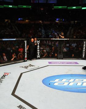 ATLANTA, GA - APRIL 21: Michael McDonald celebrates defeating Miguel Angel Torres by knockout in the first round during their Bantamweight bout for UFC 145 at Philips Arena on April 21, 2012 in Atlanta, Georgia. (Photo by Al Bello/Zuffa LLC/Zuffa LLC via 