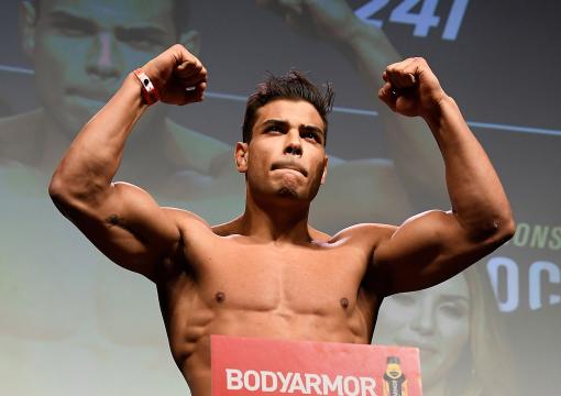 Paulo Costa of Brazil poses on the scale during the UFC 241 weigh-in at the Anaheim Convention Center on August 16, 2019 in Las Vegas, Nevada. (Photo by Mike Roach/Zuffa LLC)
