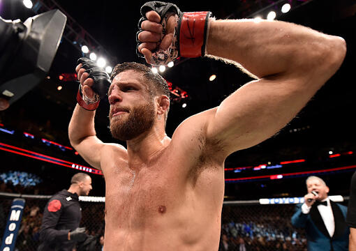 Calvin Kattar celebrates after his knockout victory over Shane Burgos in their featherweight bout during the UFC 220 event at TD Garden on January 20, 2018 in Boston, Massachusetts. (Photo by Jeff Bottari/Zuffa LLC)