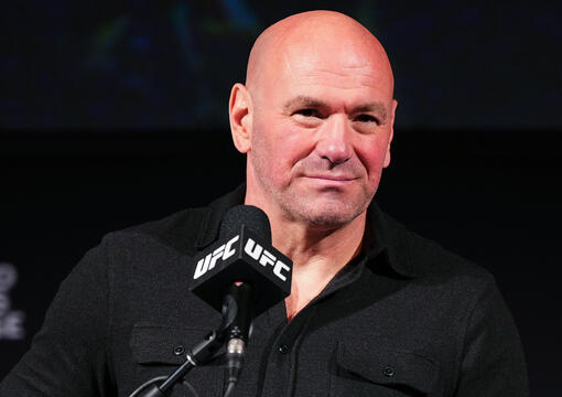 UFC CEO Dana White is seen on stage during the UFC 297 press conference at The Elgin and Winter Garden Theatre Centre on January 18, 2024 in Toronto, Ontario. (Photo by Jeff Bottari/Zuffa LLC)