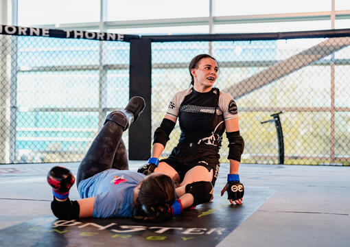 Fatima Kline trains at the UFC Performance Institute in Las Vegas, Nevada, on January 8, 2024. (Photo by Zac Pacleb/Zuffa LLC)