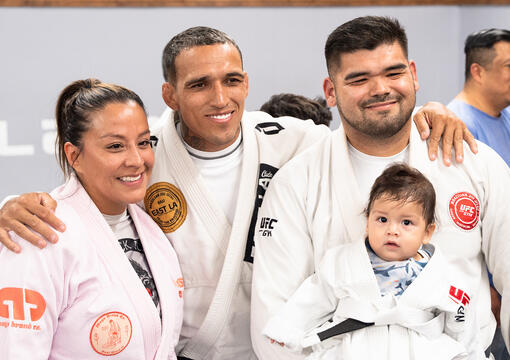 Former UFC lightweight champion Charles Oliveira joined two afternoon classes at East L.A. Jiu-Jitsu, along with members of the East L.A. division of the Los Angeles Police Department