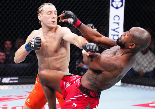 Paddy Pimblett of England punches King Green in a lightweight bout during the UFC 304 event at Co-op Live on July 27, 2024 in Manchester, England. (Photo by Chris Unger/Zuffa LLC)