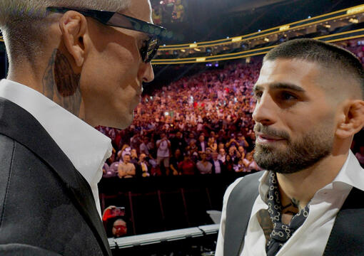 Ilia Topuria and Charles Oliveira face off