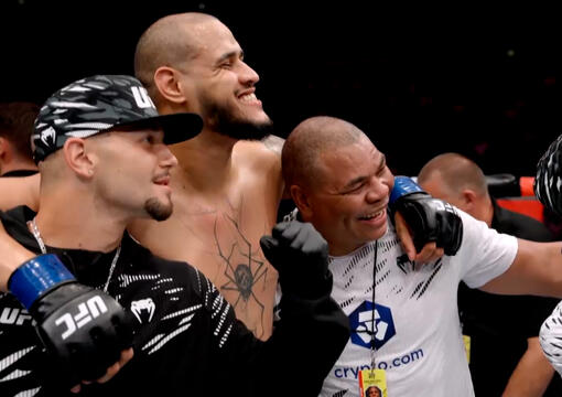 Tallison Teixeira and his team celebrate a victory