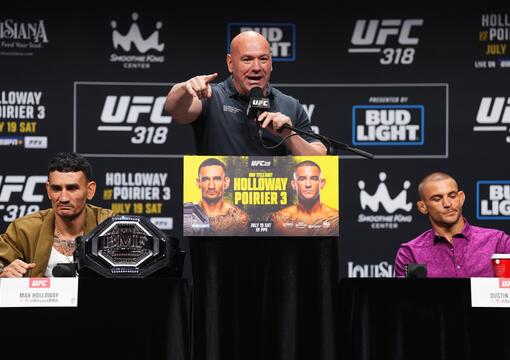 UFC President and CEO Dana White hosts the UFC 318 press conference at Smoothie King Center on July 17, 2025 in New Orleans, Louisiana. (Photo by Cooper Neill/Zuffa LLC)