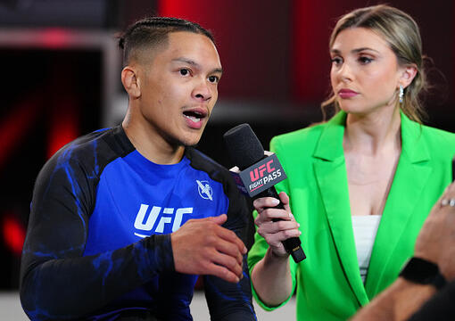 Jalen Fonacier reacts after a submission victory against Everton Teixeira in a bantamweight match during the UFC BJJ 2 event at UFC APEX on July 31, 2025 in Las Vegas, Nevada. (Photo by Chris Unger/Zuffa LLC)