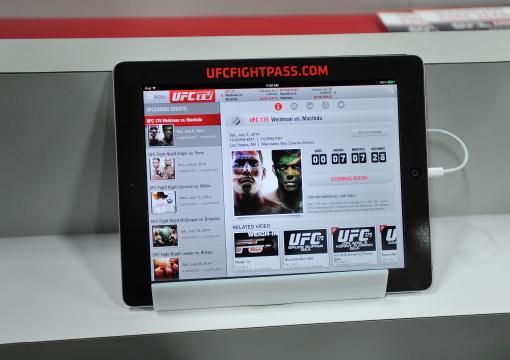 LAS VEGAS, NV - JULY 5: UFC fan expo attendees experience the UFC Fight Pass booth during the UFC Fan Expo at the Mandalay Bay Convention Center on July 5, 2014 in Las Vegas, Nevada. (Photo by David Becker/Zuffa LLC/Zuffa LLC via Getty Images)