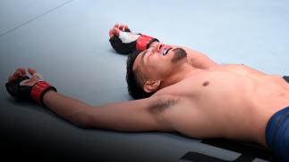 LAS VEGAS, NEVADA - AUGUST 11: Adrian Yanez celebrates after his knockout over Brady Huang in a bantamweight fight during week two of Dana White's Contender Series season four at UFC APEX on August 11, 2020 in Las Vegas, Nevada. (Photo by Chris Unger/DWCS LLC/Zuffa LLC)