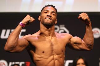 ATLANTIC CITY, NJ - APRIL 20: Kevin Lee poses on the scale during the UFC Fight Night weigh-in at the Boardwalk Hall on April 20, 2018 in Atlantic City, New Jersey. (Photo by Patrick Smith/Zuffa LLC/Zuffa LLC via Getty Images)