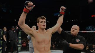 LINCOLN, NE - AUGUST 25: (L-R) Mickey Gall celebrates after his submission victory over George Sullivan in their welterweight fight during the UFC Fight Night event at Pinnacle Bank Arena on August 25, 2018 in Lincoln, Nebraska. (Photo by Josh Hedges/Zuffa LLC/Zuffa LLC via Getty Images)