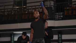 LONDON, ENGLAND - MARCH 13: Leon Edwards of England performs an open workout for fans and media during the UFC Fight Night Open Workouts event at York Hall on March 13, 2019 in London, England. (Photo by Jeff Bottari/Zuffa LLC/Zuffa LLC via Getty Images)