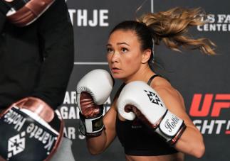 PHILADELPHIA, PA - MARCH 27: Michelle Waterson works out prior to her fight against Karolina Kowalkiewicz at 2300 Arena on March 27, 2019 in Philadelphia, Pennsylvania. (Photo by Drew Hallowell/Zuffa LLC/Zuffa LLC)