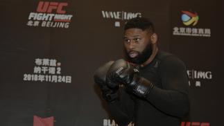 BEIJING, CHINA - NOVEMBER 22: Curtis Blaydes interacts with media during the UFC Fight Night Ultimate Media Day on November 22, 2018 in Beijing, China. (Photo by Jeff Bottari/Zuffa LLC/Zuffa LLC via Getty Images)
