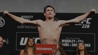 DALLAS, TX - SEPTEMBER 07: Darren Till of England poses on the scale during the UFC 228 weigh-in at American Airlines Center on September 7, 2018 in Dallas, Texas. (Photo by Josh Hedges/Zuffa LLC/Zuffa LLC via Getty Images)