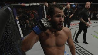 LONDON, ENGLAND - MARCH 16: Jorge Masvidal reacts after his knockout victory over Darren Till of England in their welterweight bout during the UFC Fight Night event at The O2 Arena on March 16, 2019 in London, England. (Photo by Jeff Bottari/Zuffa LLC/Zuffa LLC via Getty Images)