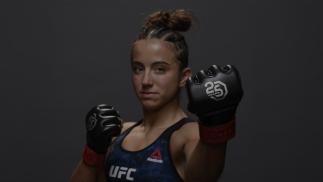 DENVER, CO - NOVEMBER 10: Maycee Barber poses for a post fight portrait backstage during the UFC Fight Night event inside Pepsi Center on November 10, 2018 in Denver, Colorado. (Photo by Mike Roach/Zuffa LLC/Zuffa LLC via Getty Images)
