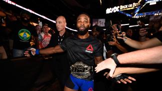 ATLANTA, GA - JULY 30: Tyron Woodley celebrates his knockout victory over Robbie Lawler in their welterweight championship bout during the UFC 201 event on July 30, 2016 at Philips Arena in Atlanta, Georgia. (Photo by Jeff Bottari/Zuffa LLC/Zuffa LLC via Getty Images)