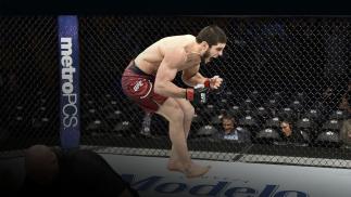 BOSTON, MA - JANUARY 20: Islam Makhachev of Russia celebrates after his knockout victory over Gleison Tibau of Brazil in their lightweight bout during the UFC 220 event at TD Garden on January 20, 2018 in Boston, Massachusetts. (Photo by Jeff Bottari/Zuffa LLC)