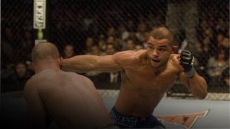 Thiago Alves (blue shorts) def. Chris Lytle (white shorts) - TKO - 5:00 round 2 during UFC 78 at Predential Center on November 17, 2007 in Newark, New Jersey. (Photo by Josh Hedges/Zuffa LLC)