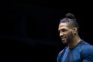ROCHESTER, NY - MAY 15: Kevin Lee participates in the UFC Fight Night Dos Anjos v Lee: Open Workouts at Blue Cross Arena on May 15, 2019 in Rochester, New York. (Photo by Brett Carlsen/Zuffa LLC/Zuffa LLC via Getty Images)