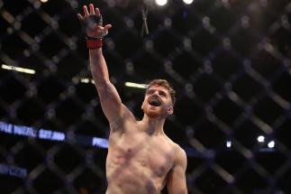 Edmen Shabazyan celebrate shis win over Jack Marshman of Wales in their middleweight fight during the UFC 239 event at T-Mobile Arena on July 6, 2019 in Las Vegas, Nevada. (Photo by Christian Petersen/Zuffa LLC/Zuffa LLC)
