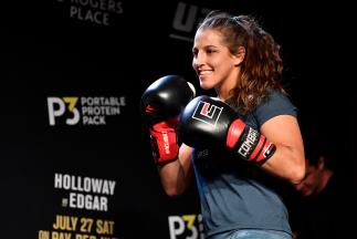 EDMONTON, AB - JULY 24: Felicia Spencer of Canada holds an open workout session for fans and media at the Starlite Room on July 24, 2019 in Edmonton, Alberta, Canada. (Photo by Jeff Bottari/Zuffa LLC/Zuffa LLC via Getty Images)