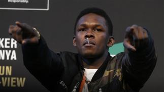 MELBOURNE, AUSTRALIA - AUGUST 15: Israel Adesanya speaks during a UFC Australia press conference at Federation Square on August 15, 2019 in Melbourne, Australia. (Photo by Daniel Pockett/Zuffa LLC/Zuffa LLC via Getty Images)